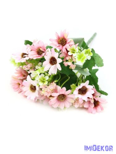 Vegyes színű margaréta csokor 28cm - Rózsaszín
