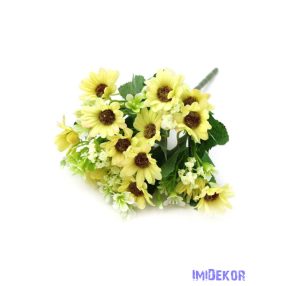 Vegyes színű margaréta csokor 28cm - Sárga