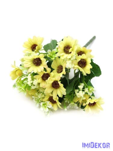 Vegyes színű margaréta csokor 28cm - Sárga