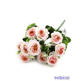 Fodros szirmú rózsa csokor 10 fejes 31cm - Rózsaszín