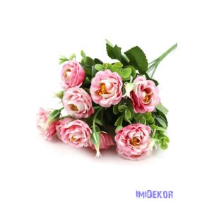 Fodros szirmú rózsa csokor 10 fejes 31cm - Pink