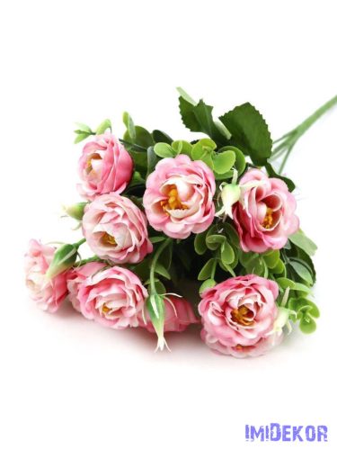 Fodros szirmú rózsa csokor 10 fejes 31cm - Pink