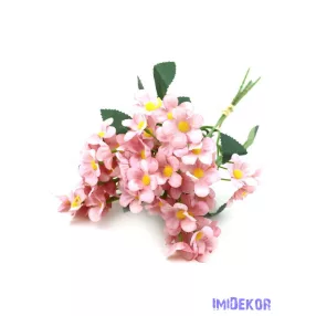   Apró virágos selyem csokor köteg 33cm - Fáradt Rózsaszín