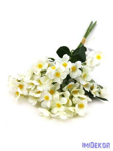 Apró virágos selyem csokor köteg 33cm - Fehér