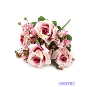 Rózsa csokor díszítőkkel 31cm - Cirmos Mályva