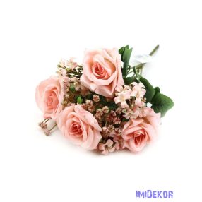 Rózsa csokor díszítőkkel 31cm - Barack