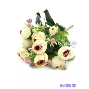   Boglárka selyemvirág csokor 28cm - Halvány Zöld-Mályva közép