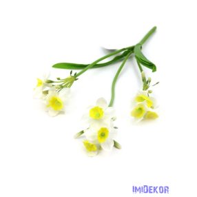 Nárcisz 3 ágú leveles 39cm - Fehér