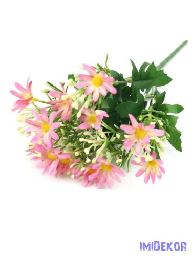 Szeldelt virágú margaréta csokor bogyóval 33cm - Mályva