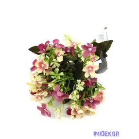 Kisvirágos selyem csokor 29cm - Mályva