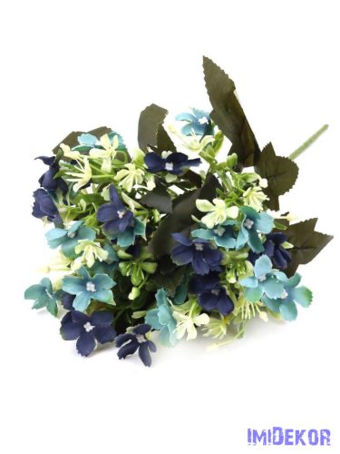 Kisvirágos selyem csokor 29cm - Kék