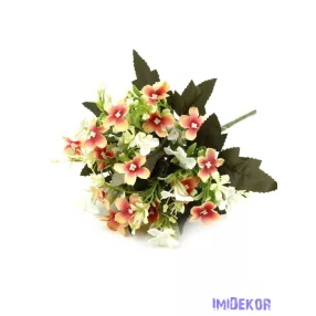 Kisvirágos selyem csokor 29cm - Cirmos Fehér