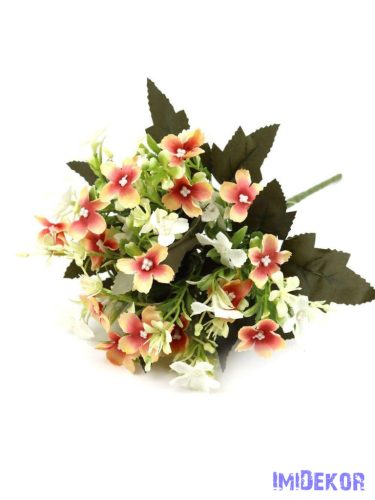 Kisvirágos selyem csokor 29cm - Cirmos Fehér