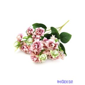 Rózsa kisfejű selyem csokor 35cm - Világos Mályva