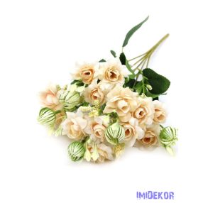 Rózsa kisfejű selyem csokor 35cm - Halvány Barack