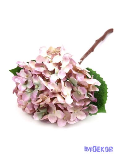 Hortenzia ág levéllel 36cm - Fáradt Lila