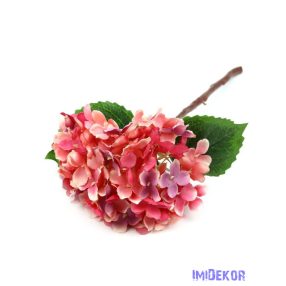 Hortenzia ág levéllel 36cm - Pink