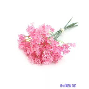 Hamvas virágos műzöld köteg 35cm - Rózsaszín