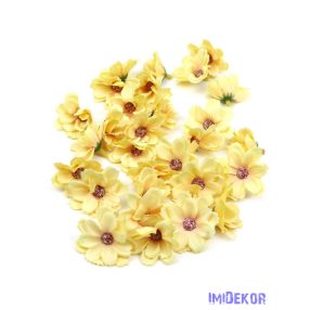 Dekor selyemvirág fej 4,5cm 30db/csomag - Krémsárga