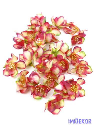 Dekor selyemvirág fej 5,5cm 28db/csomag - Cirmos Krém-Pink