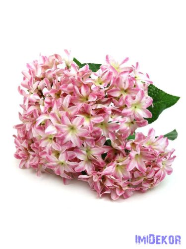 Szeldelt szirmú hortenzia műcsokor 44cm - Cirmos Rózsaszín