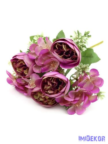 Vegyes ranunculus selyem csokor 31cm - Pink