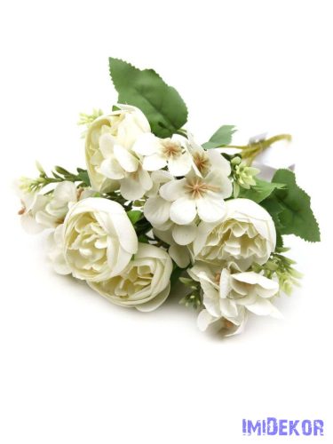 Vegyes ranunculus selyem csokor 31cm - Fehér