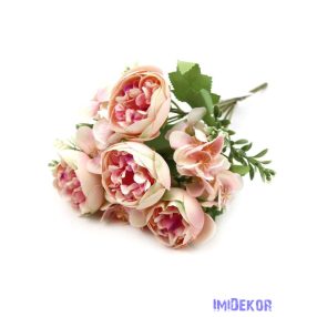 Vegyes ranunculus selyem csokor 31cm - Rózsaszín