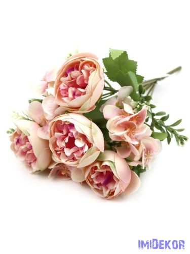 Vegyes ranunculus selyem csokor 31cm - Rózsaszín