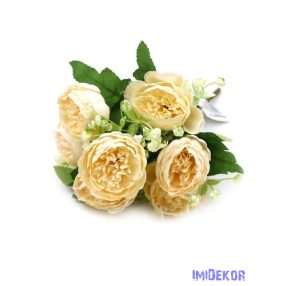 Peónia 7 fejes selyem csokor rezgővel 30cm - Krém