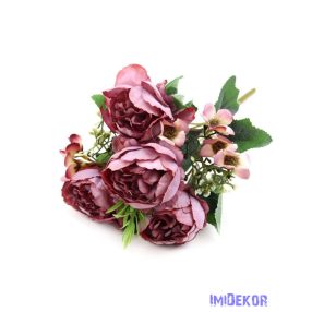 Peónia selyem csokor apró virággal 30 cm - Mályva