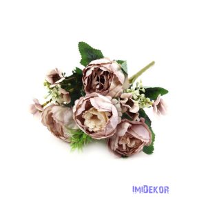 Peónia selyem csokor apró virággal 30 cm - Púder