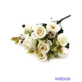 Rózsa 10 fejes kis csokor 32cm - Törtfehér