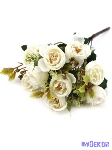 Rózsa 10 fejes kis csokor 32cm - Törtfehér