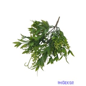 Kócos bogyós műzöld csokor 38cm - Sötétzöld