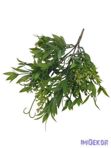 Kócos bogyós műzöld csokor 38cm - Sötétzöld
