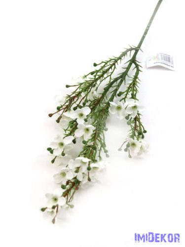 Apró virágos műzöld ág 64cm - Fehér