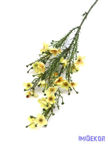 Apró virágos műzöld ág 64cm - Krémsárga