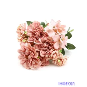 Dália selyemvirág csokor 40 cm - Fáradt Rózsaszín