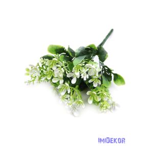 Virágos műzöld bokor 31cm - Fehér