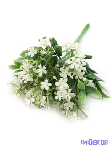 Művirágos zöld díszítő csokor 21,5cm - Fehér