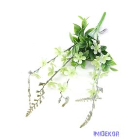 Kúszó kis művirágos műzöld csokor 44cm - Fehér