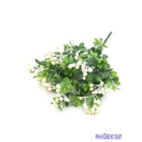 Hamvas bogyós műzöld csokor 31cm - Fehér