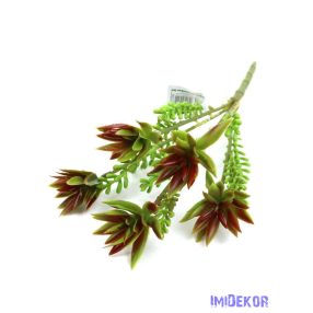Pozsgás műzöld csokor 33cm - Bordós végű