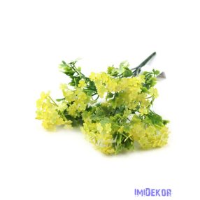 Kis művirágos műzöld díszítő csokor 31cm - Sárga
