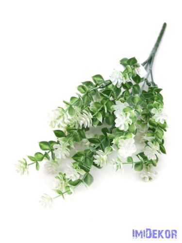 Virágos kúszó műzöld csokor 34cm - Fehér