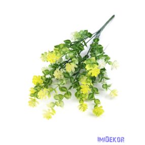 Virágos kúszó műzöld csokor 34cm - Sárga