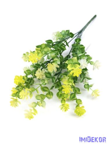 Virágos kúszó műzöld csokor 34cm - Sárga