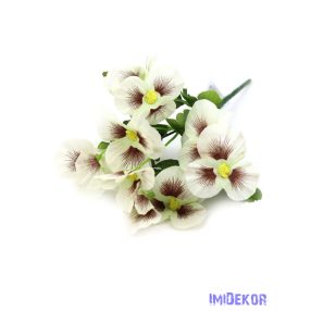 Árvácska selyem csokor 28cm - Fehér