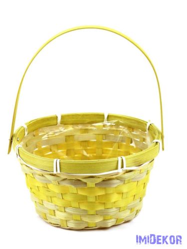 Füles kerek bambusz kosár 20cm - Sárga